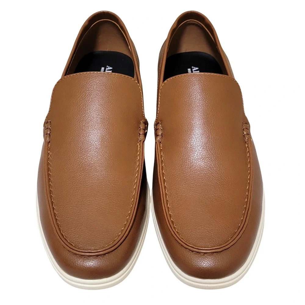 Alfani Men Porter Slip On Moc Toe Loafers Size US 7.5M Brown Faux Leather